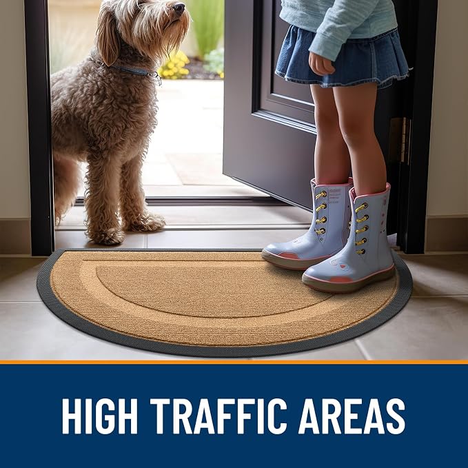 OLANLY Half Circle Front Door Mat Outside 59x34 All-Season Rubber Doormat | - Image 6