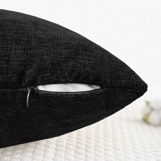 CaliTime Decorative Couch Throw Pillow Covers 18 X 18 Inches Black | Pack of 2 - Image 3