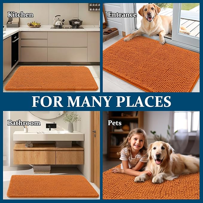 OLANLY Dog Door Mat for Muddy Paws 54x32, Super Absorbent Chenille Mud Mat | - Image 8