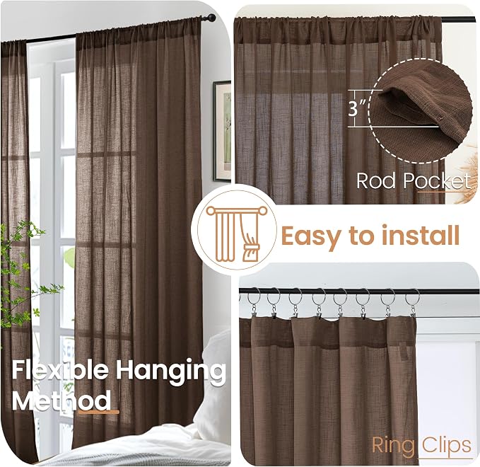 BGment Long Linen Curtains 102 Inch Length - Image 6