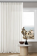 Beige White Pinch Pleated Linen Curtains 126 Inches Long 2 Panels | 400GSM by Twodrapes