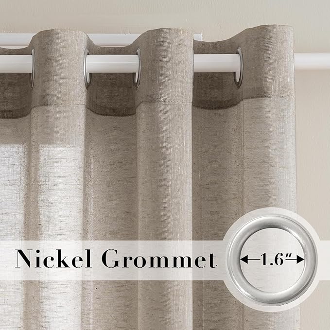 H.VERSAILTEX Linen Curtains Nickel Grommet Natural Linen Semi-Sheer Curtains 2 - Image 2