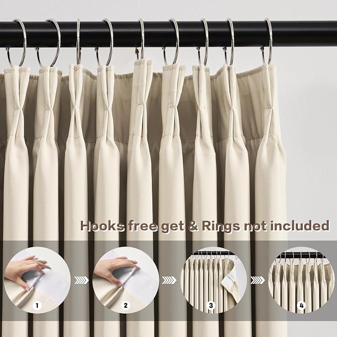 Pinch Pleated Curtains 156 Inches Long, Memory Shape Room Darkening Soundproof - Image 2