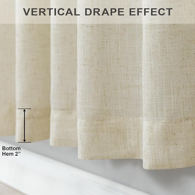 Birch Beige Linen Curtains 80 Inch Length - Image 8