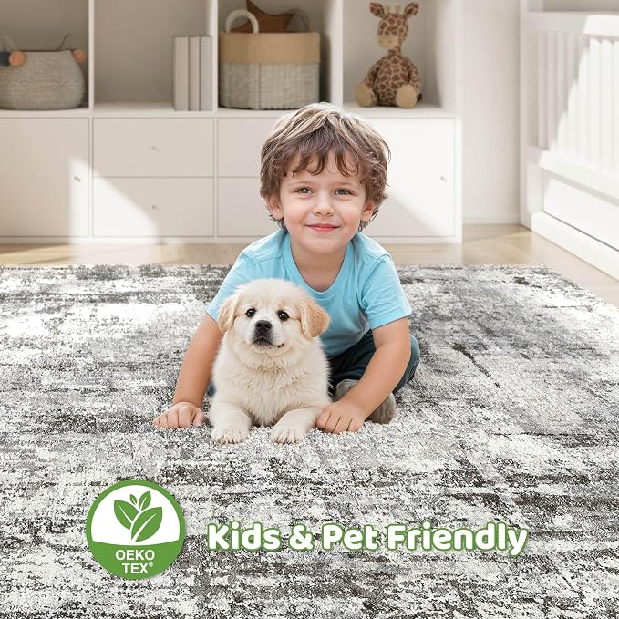 LOONGRUG 10x12 Area Rug Washable Large Neutral Modern Living Room Rug | - Image 7