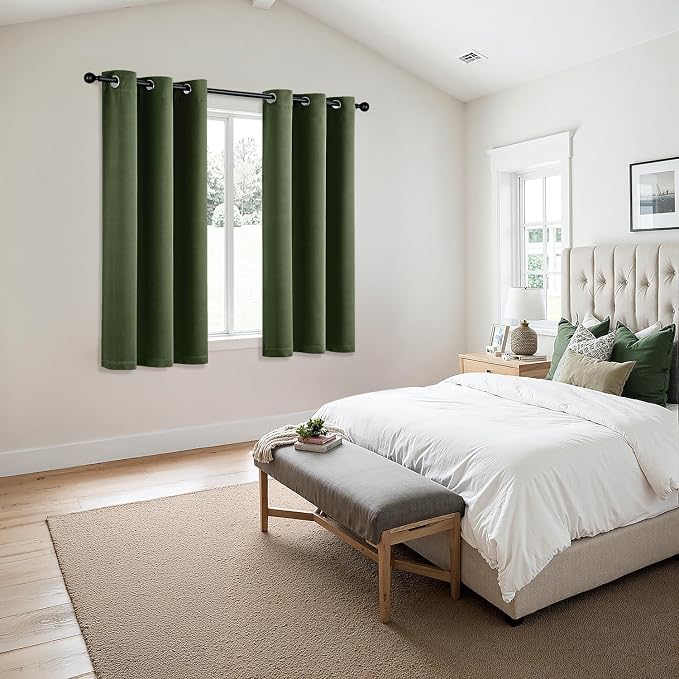 MIULEE Blackout Curtains for Bedroom 2 Panels 34 x 45 Inch Long Olive Green | - Image 6