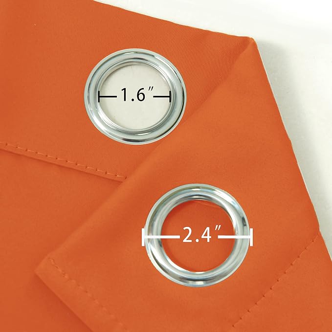 Orange Blackout Curtains 52 x 63 Inch Length/Set of 2 Curtain Panels/Thermal - Image 6