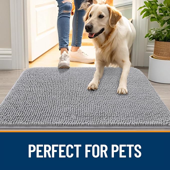 OLANLY Dog Door Mat for Muddy Paws 59x32, Super Absorbent Chenille Mud Mat | - Image 6