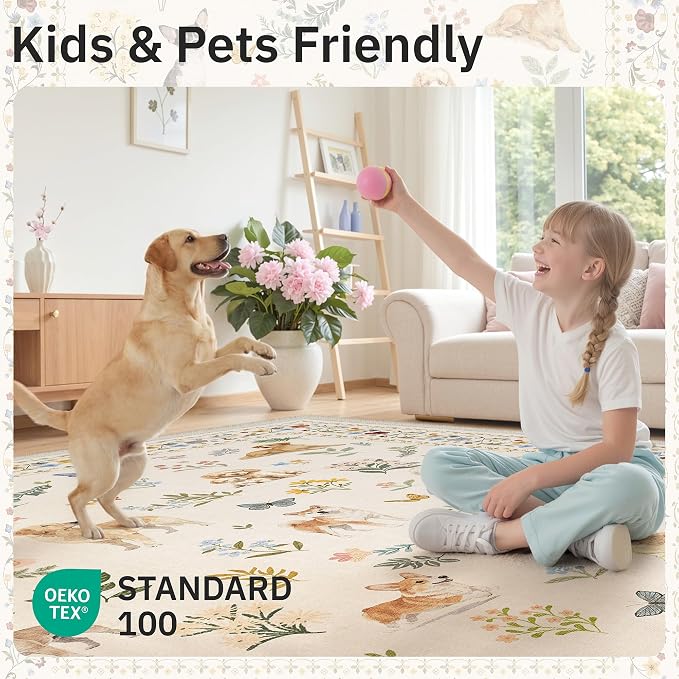 Soalmost 2x3 Dog Rugs for Entryway, Washable Door Mat Animal Soft Rug Beige | - Image 7