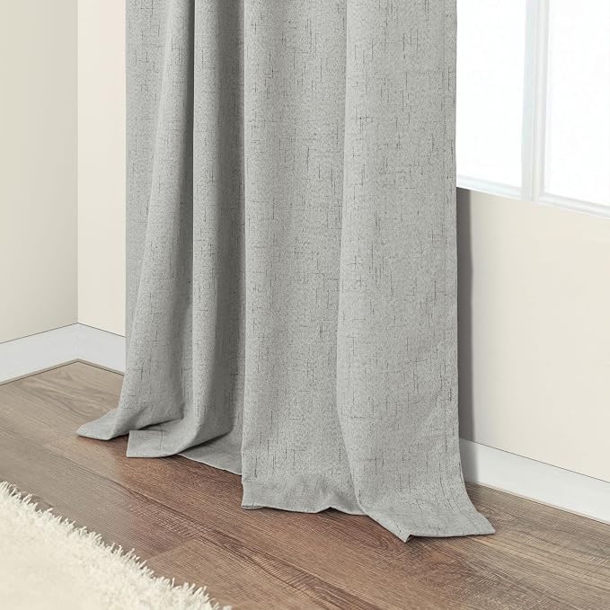 Pitalk 45 Inch Length Blackout Curtains Set of 2 Panels Back Tab Linen Cotton - Image 8
