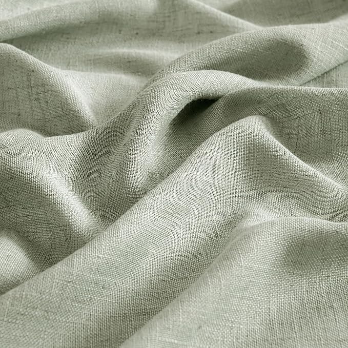 MIULEE Sage Linen Curtains 52x54 Inch Long 2 Panels of Green Window Drapes | - Image 4