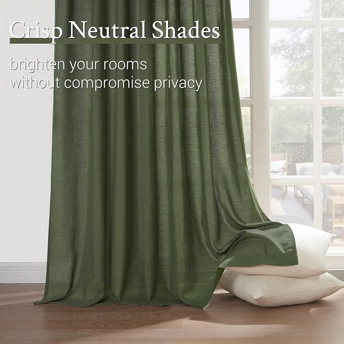102 Inch Long Curtains Pinch Pleat Linen Curtains - Image 3