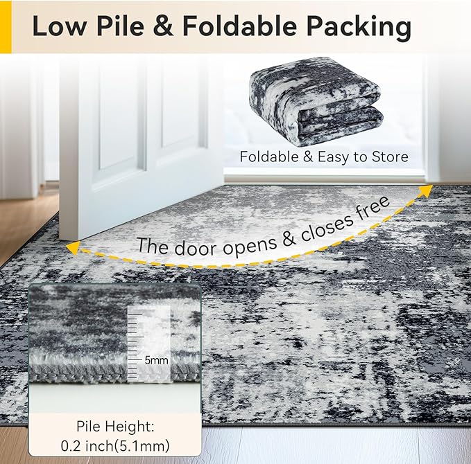 RELEANY Washable Runner 2'x6' Abstract Area Rug - Image 8