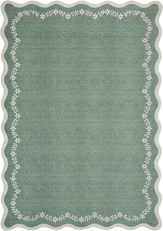 GarveeHome 3x5 Scalloped Washable Area Rug Non Slip Bedroom Entryway Rug | Soft - Image 5