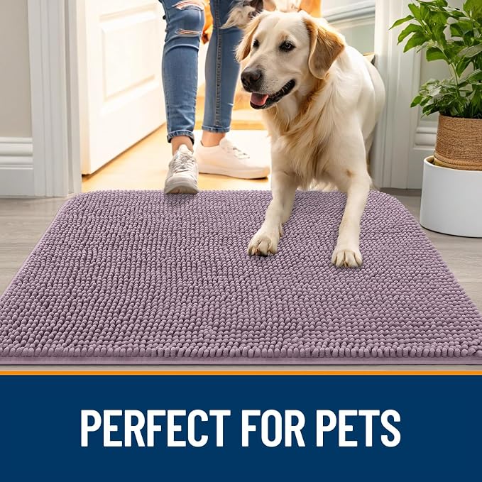 OLANLY Dog Door Mat for Muddy Paws 50x30, Super Absorbent Chenille Mud Mat | - Image 6