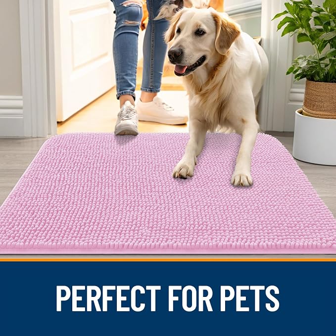OLANLY Dog Door Mat for Muddy Paws 24x16, Super Absorbent Chenille Mud Mat | - Image 6