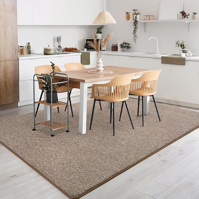 5x7 Area Rugs for Living Room Non Slip Dorm Bedroom Rug, Matte Brown | Modern - Image 5