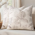 Set of 2 Decorative Floral Pillow Covers 22x22 Inch Light Camel | Neutral by SWANCOCO