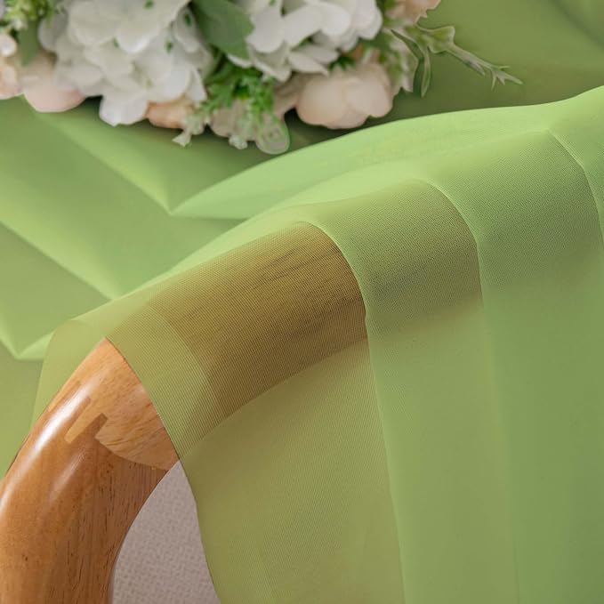 Chyhomenyc Lime Sheer Curtains 30 inch Length 2 Panels, Light Filtering Voile - Image 3