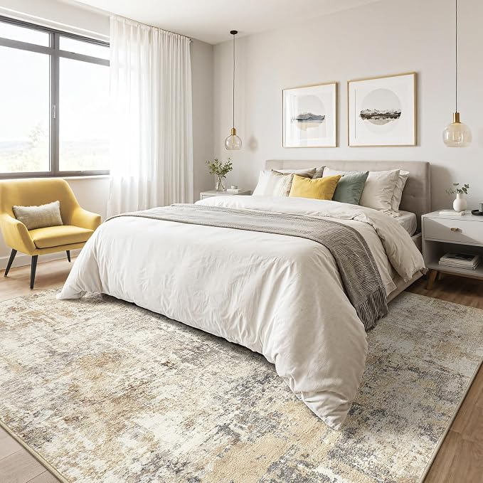 LOONGRUG 6x8 Area Rug Washable Neutral Modern Abstract Living Room Rugs | Soft - Image 4