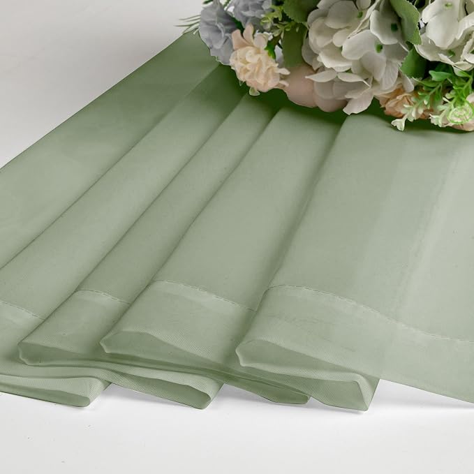 Chyhomenyc Sage Green Sheer Curtains 30 inch Length 2 Panels, Light Filtering - Image 7
