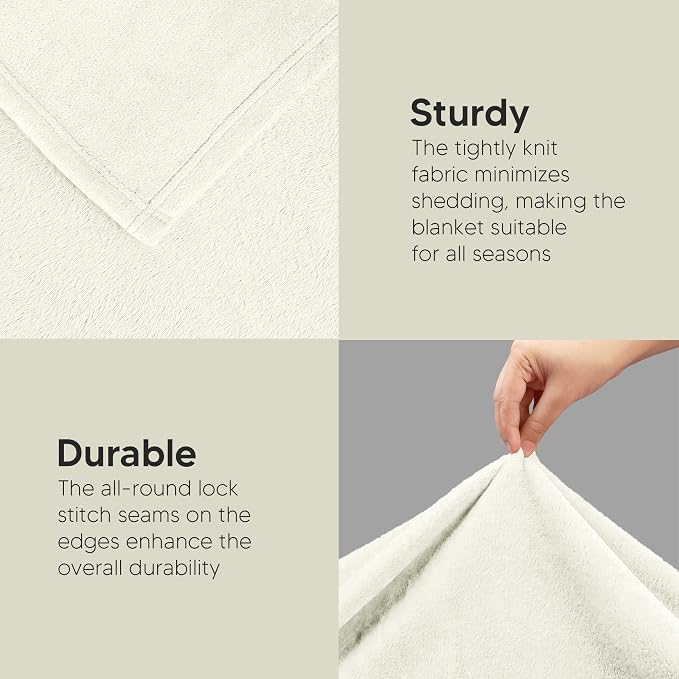 Utopia Bedding Ultra Soft Fleece Bed Blanket Throw Size Ivory | Microfiber - Image 5