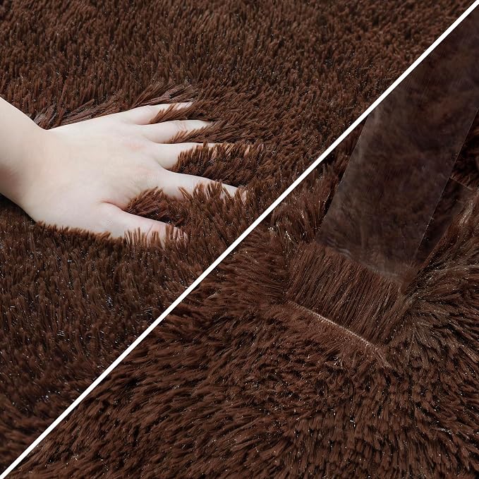 Brown Runner Rug for Bedroom Brown 2x5ft Fluffy Area Rug Bedside Runner Rug for - Image 7