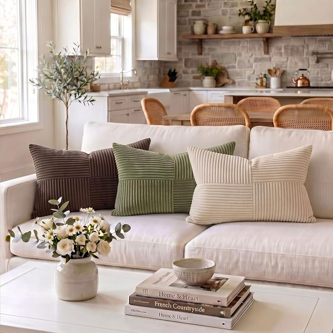 Fancy Homi 2 Packs Olive Green Lumbar Decorative Throw Pillow Covers 16x32 Inch - Image 2