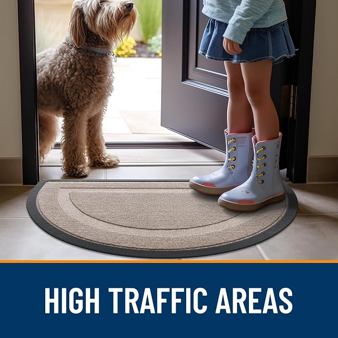 OLANLY Half Circle Front Door Mat Outside 29.5x17 All-Season Rubber Doormat | - Image 7