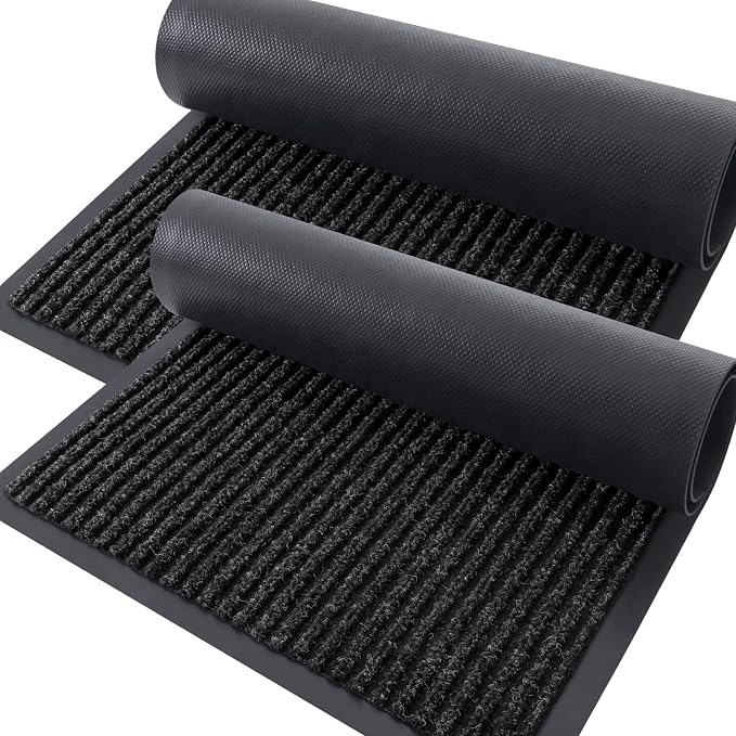 OLANLY 2-Pack Front Door Mats 71x47, Waterproof Heavy-Duty Doormats | Off-Black by OLANLY