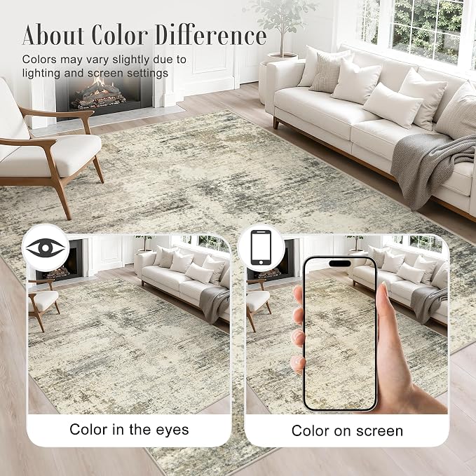 2.6x8 Washable Runner Rug：Modern Abstract Soft Carpet Ash Brown | - Image 4