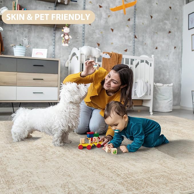 Aelenmu 9x12 Area Rugs for Living Room Washable Bedroom Dining Room Beige | - Image 7