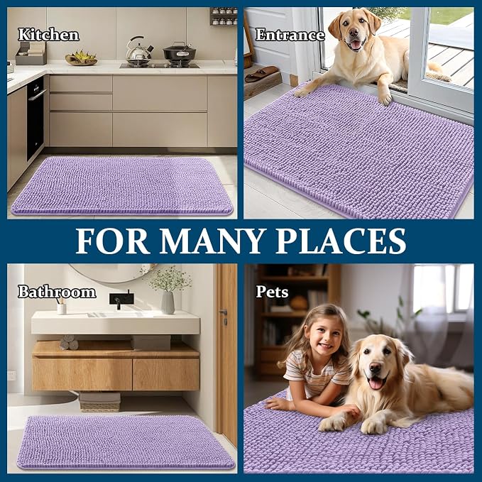 OLANLY Dog Door Mat for Muddy Paws 59x35, Super Absorbent Chenille Mud Mat | - Image 8