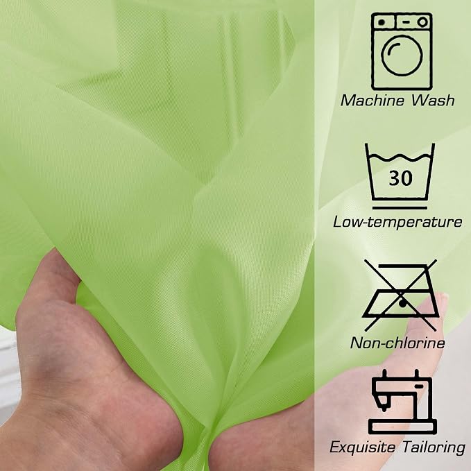Sheer Lime Curtains for Bedroom Living Room 78 Inches Long 2 Panels Set - Image 5