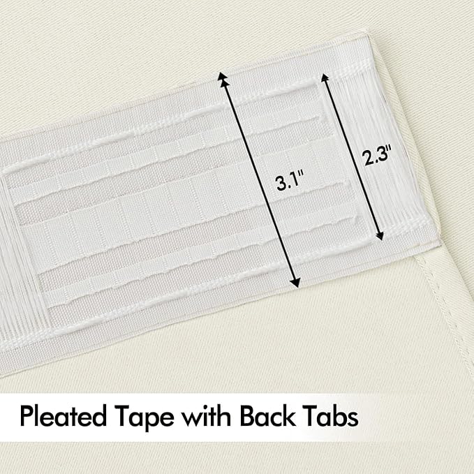 MIULEE Cream Back Tab Blackout Curtains 52x84 Inch Length 2 Panels Set | Rod - Image 4