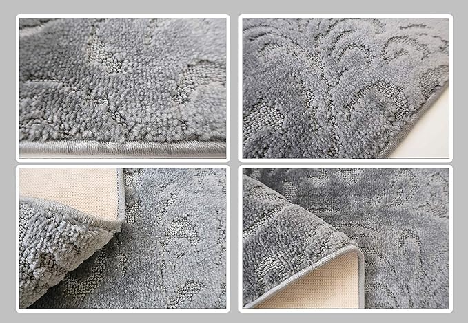 Custom Length Hallway Runner Rug, Slip Resistant, Floral Grey, 26 Inch X 4 feet - Image 5