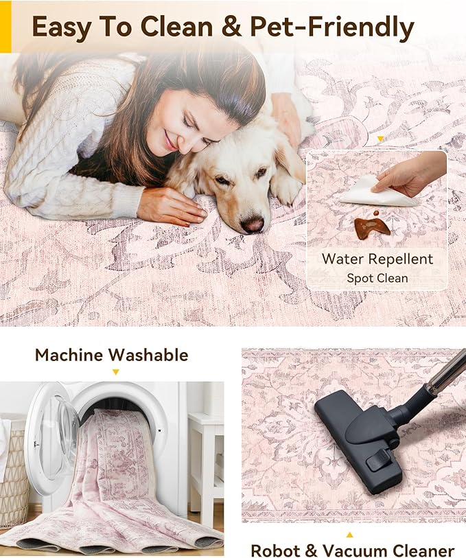 RELEANY Washable Area Rug, Square 10'x10', Water Repellent, Pet Friendly - Image 3