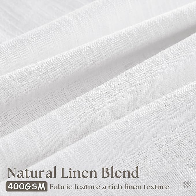 Snow White Pinch Pleat Semi Sheer Linen Curtains W70xL96 1 Panel | Light - Image 2