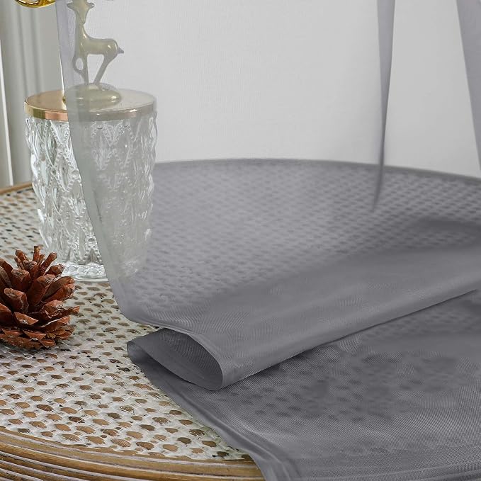 Chyhomenyc Charcoal Grey Sheer Curtains 63 Inches Long 2 Panels, Light - Image 7
