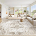 Area Rug 10x14 Washable Rug, Vintage Boho Medallion Rugs Non-Slip Soft Low Pile by VECARF