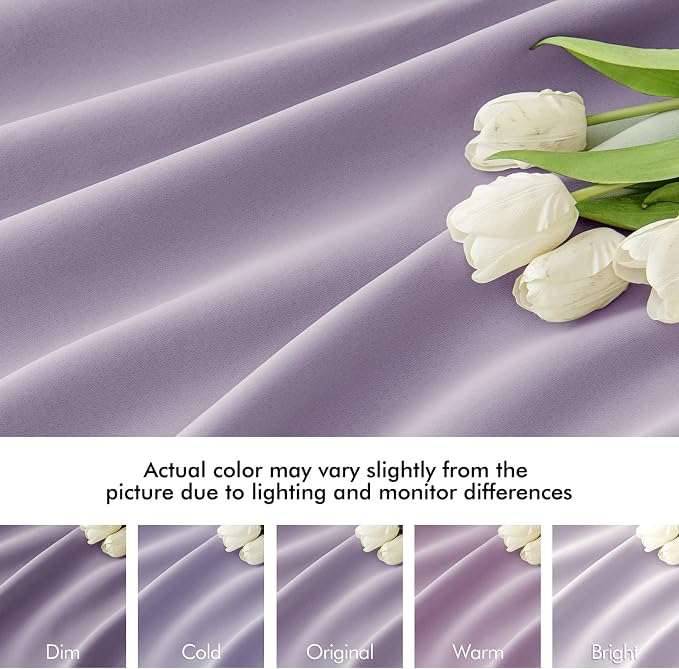 MIULEE Lilac Back Tab Blackout Curtains 52x102 Inch Long 2 Panels Set | Rod - Image 8
