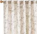 Grey Vintage Floral Linen Curtains Farmhouse 50W X 63L 2 Panels | Elisa Series by Lazzzy