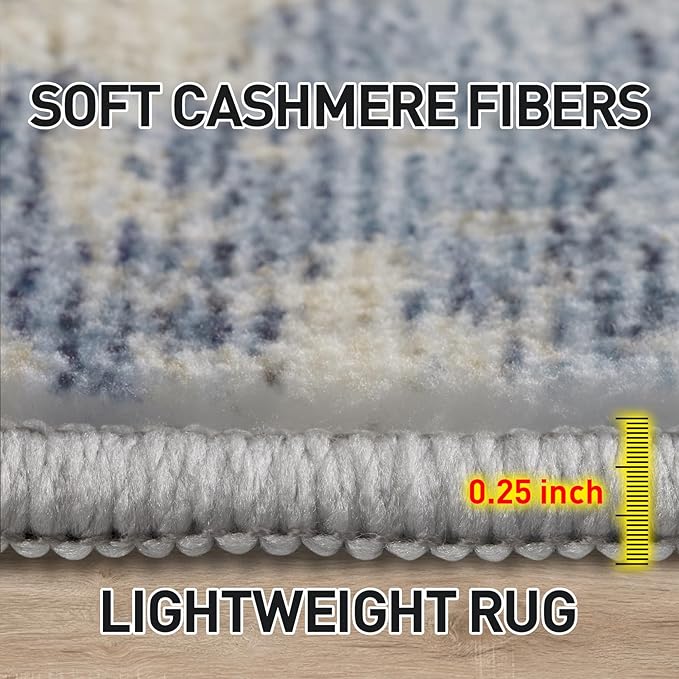 4x6 Area Rugs for Living Room: Washable Abstract Blue Gold Badroom Carpet | - Image 5