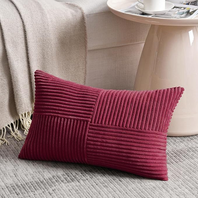 Fancy Homi 2 Packs Burgundy Lumbar Decorative Throw Pillow Covers 20x28 Inch - Image 2