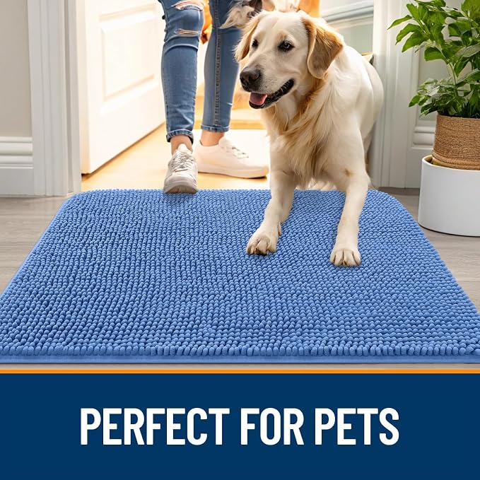 OLANLY Dog Door Mat for Muddy Paws 48x30, Super Absorbent Chenille Mud Mat | - Image 6