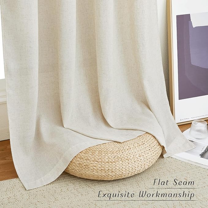 NICETOWN Natural Linen Cafe Curtains 45 inch Length, Thick Flax Linen Window - Image 7