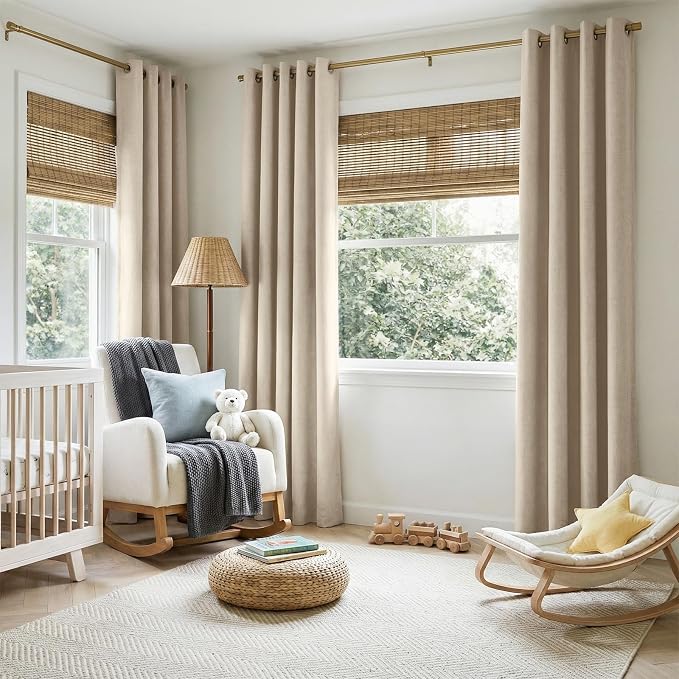 Curtains, Linen Blackout Drapes 50''W x 72''L, 2 Panels, Natural Flax, Thermal - Image 5