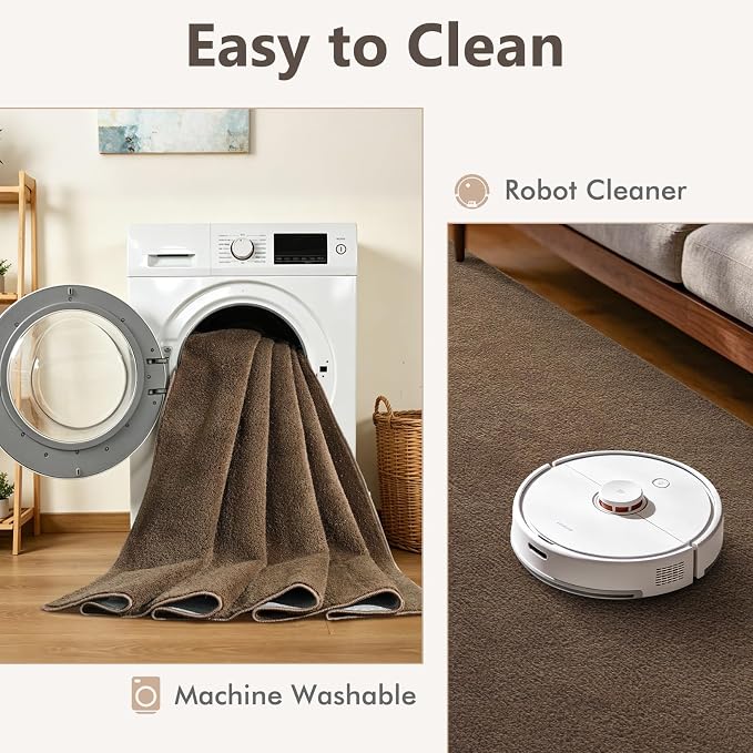 2x10 Beige Brown Solid Runner Rug Washable Non-Slip - Image 7