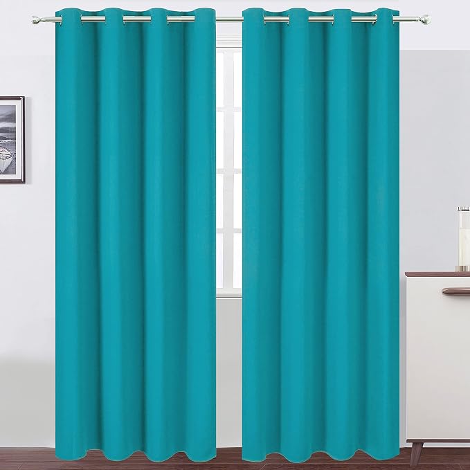 Blackout Curtains 66 x 84 inch/Teal Curtains Set of 2 Panels/Thermal Insulated by Lemomo