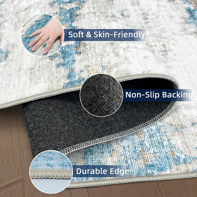 Washable Runner Rugs 3x10 Abstract Kitchen Runner Rug Non Slip Backing - Image 4